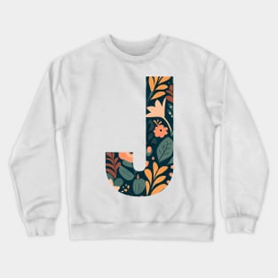 Whimsical Floral Letter J Crewneck Sweatshirt